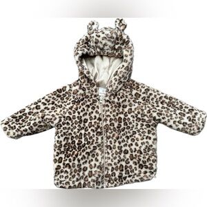 Hanna Andersson Leopard Fur Zip Up Jacket